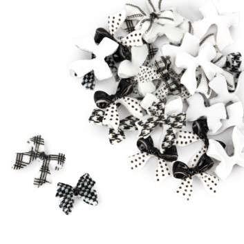 Kokardki 3D do zdobienia paznokci Molly Nails biało czarne 30 szt
