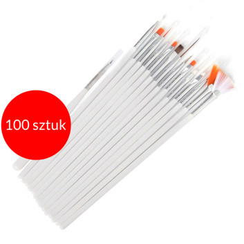 100sztuk Pędzelki do żelu akrylu zdobień biały 15 elementów