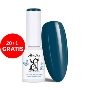 20+1gratis Lakier hybrydowy LED/UV Gel Polish Molly Nails by Ewelina Staszak Talizman T15 Niebieski Apatyt HEMA/Di-HEMA Free 7g