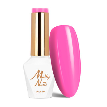 Lakier hybrydowy LED/UV Gel Polish Molly Nails Power Flower Nr 724 Fuchsia HEMA/Di-HEMA Free 8g