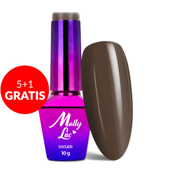 5+1gratis Lakier hybrydowy MollyLac Choco Dreams Brownie 10g Nr 356