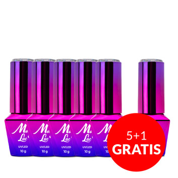 5+1gratis Lakier hybrydowy brokatowy MollyLac Born To Glow Aspire 10 g Nr 573