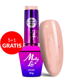 5+1gratis Lakier hybrydowy MollyLac Sparkling French Little shine HEMA/Di-HEMA Free 10g Nr 700