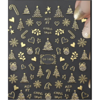 Naklejki do paznokci samoprzylepne świąteczne złote Molly Nails 1456