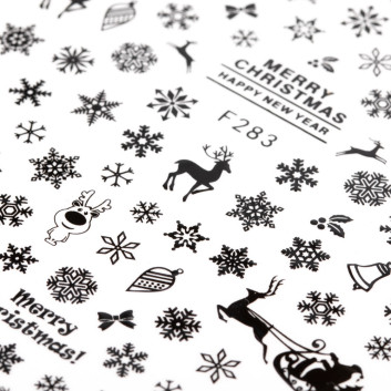 Naklejki do paznokci cienkie samoprzylepne świąteczne Molly Nails F283 czarne