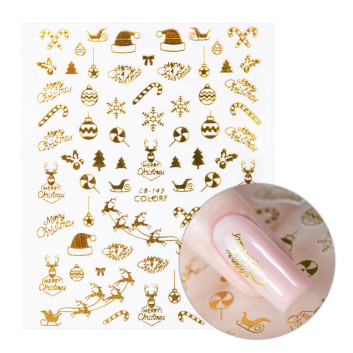 Naklejki do paznokci cienkie samoprzylepne świąteczne Molly Nails CB-149 złote