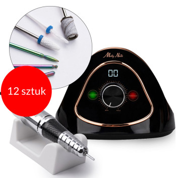 12sztuk Frezarka do paznokci 68W Molly Nails do manicure pedicure czarno-złota M15 45 000 obrotów