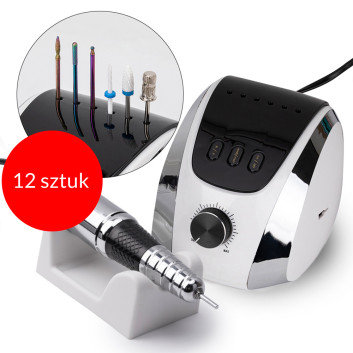 12sztuk Frezarka do manicure i pedicure 68W No Name srebrna silver M13 35 000 obrotów