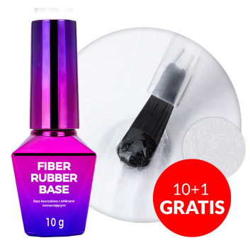 10+1gratis Baza kauczukowa LED/UV z włóknami Molly Nails Rubber Fiber Base Clear 10g