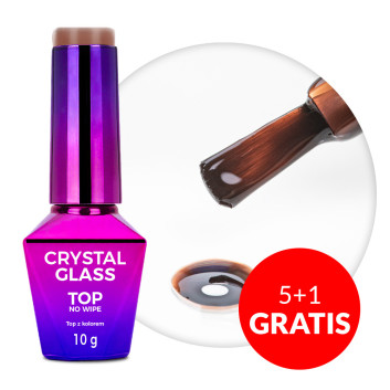 5+1gratis Kolorowy top bez przemywania top no wipe Crystal Glass Molly Nails Chocolate HEMA/Di-HEMA Free 10g