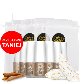 100szt Oliwka okazjonalna do skórek i paznokci o zapachu cynamonu z krówkami w ozdobnym woreczku 5ml