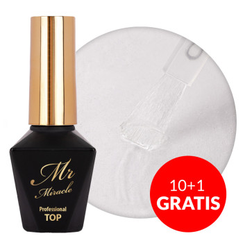 10+1gratis Top no wipe Mr Miracle Molly Nails do lakierów hybrydowych nie przyjmujący pigmentu Clear HEMA/Di-HEMA Free 10g