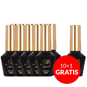 10+1gratis Top no wipe Mr Miracle Molly Nails do lakierów hybrydowych nie przyjmujący pigmentu Clear HEMA/Di-HEMA Free 10g