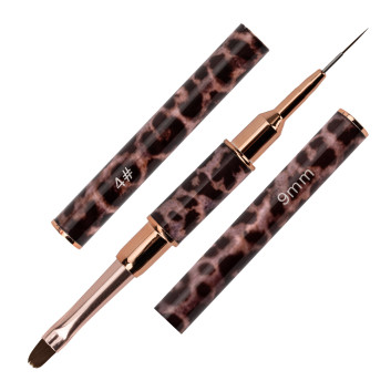 Pędzelek dwustronny do żelu Nr 4 owalny i do zdobień 9mm panterka