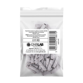 Kapturki do manicure i pedicure mandrele nakładki ścierne long cylinder 3mm gradacja 180 białe 50 szt.