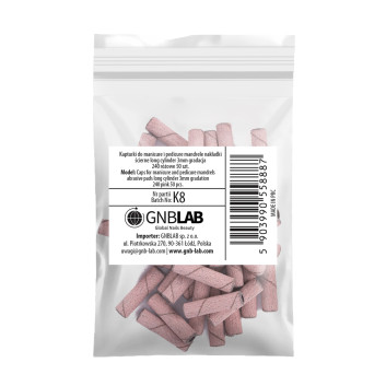 Kapturki do manicure i pedicure mandrele nakładki ścierne long cylinder 3mm gradacja 240 różowe 50 szt.