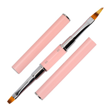 Pędzelek dwustronny do żelu Nr 4 kwadratowy i do zdobień 6mm różowy No Name