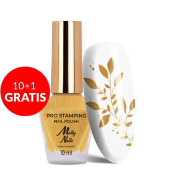10+1gratis Lakier do stempli i stampingu Molly Nails PRO Stamping złoty gold 10ml
