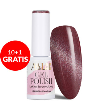 10+1gratis Lakier hybrydowy LED/UV Gel Polish Cat Eye CAT 6 Burgundy AlleLac HEMA/Di-HEMA Free 6g