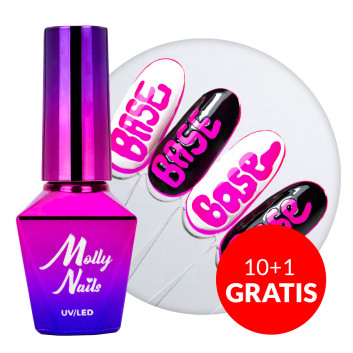 10+1gratis Creative Flow Base - kreatywna baza do efektu topniejących miękkich liter wzorów Molly Nails HEMA/Di-HEMA free 10 g