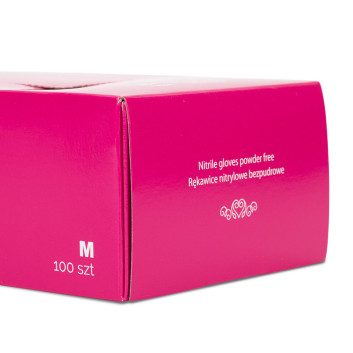 Rękawiczki jednorazowe nitrylowe diagnostyczne i ochronne IGOLI rozmiar M fuksja 100 szt