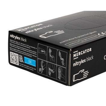 Rękawiczki jednorazowe nitrylowe diagnostyczne i ochronne Mercator rozmiar M czarne 100 szt