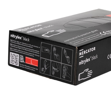 Rękawiczki jednorazowe nitrylowe diagnostyczne i ochronne Mercator rozmiar L czarne 100 szt