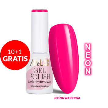 10+1gratis Lakier hybrydowy LED/UV Gel Polish Pinks PI12 Neon AlleLac HEMA/Di-HEMA Free 6g