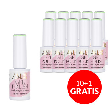 10+1gratis Lakier hybrydowy LED/UV Gel Polish Greens G1 Mint Dots AlleLac HEMA/Di-HEMA Free 6g