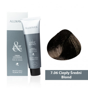 Farba do włosów Allwaves Cream Color ciepły średni blond 7.06 100 ml