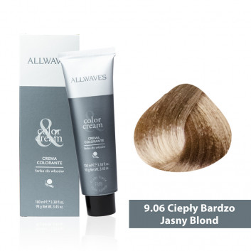 Farba do włosów Allwaves Cream Color ciepły bardzo jasny blond 9.06 100 ml