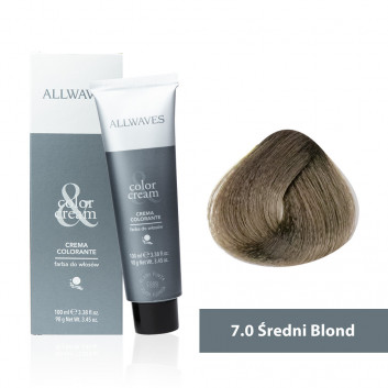Farba do włosów Allwaves Cream Color średni blond 7.0 100 ml