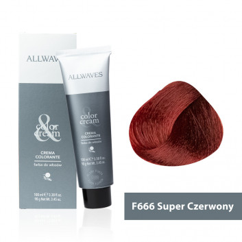 Farba do włosów Allwaves Cream Color wyjątkowy wyjątkowy super czarwony F666 100 ml