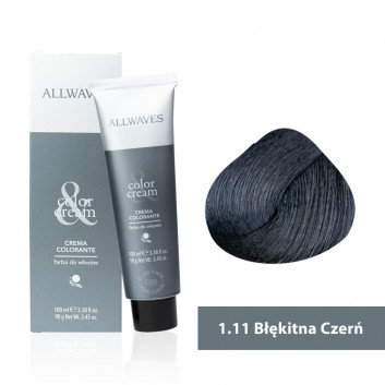 Farba do włosów Allwaves Cream Color błękitna czerń 1.11 100 ml