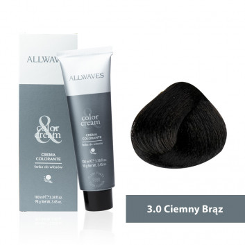 Farba do włosów Allwaves Cream Color ciemny brąz p3.0 100 ml