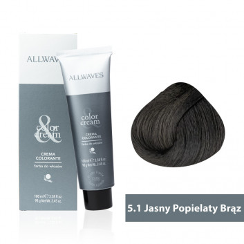 Farba do włosów Allwaves Cream Color Purpurowy jasny popielaty brąz 5.1 100 ml