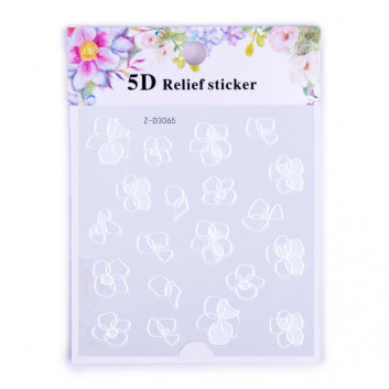 Naklejki biżuteryjne 5D samoprzylepne wypukłe akrylowe kwiaty Z-D3065 białe