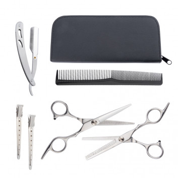 Nożyczki fryzjerskie i degażówki zestaw 7 częściowy z akcesoriami