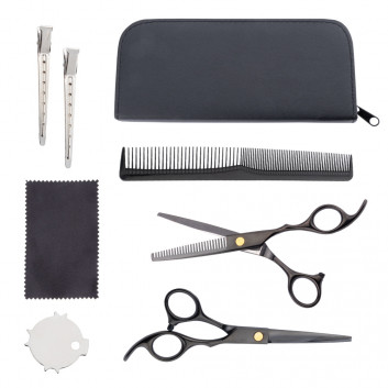 Nożyczki fryzjerskie i degażówki zestaw 8 częściowy z akcesoriami