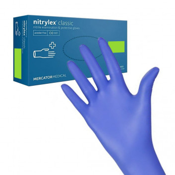 Rękawiczki jednorazowe nitrylowe diagnostyczne i ochronne Nitrylex rozmiar S niebieskie 100 szt