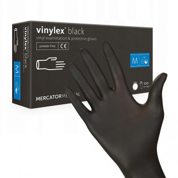 Rękawiczki jednorazowe winylowe diagnostyczne i ochronne Vinylex czarne rozmiar M 100 szt