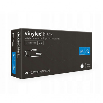 Rękawiczki jednorazowe winylowe diagnostyczne i ochronne Vinylex czarne rozmiar M 100 szt