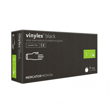 Rękawiczki jednorazowe winylowe diagnostyczne i ochronne Vinylex czarne rozmiar S 100 szt