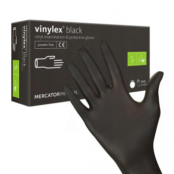 Rękawiczki jednorazowe winylowe diagnostyczne i ochronne Vinylex czarne rozmiar S 100 szt