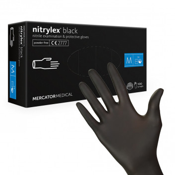Rękawiczki jednorazowe nitrylowe diagnostyczne i ochronne Nitrylex rozmiar M czarne 100 szt