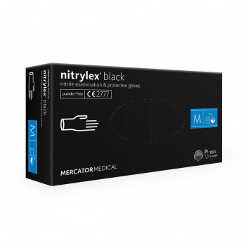 Rękawiczki jednorazowe nitrylowe diagnostyczne i ochronne Nitrylex rozmiar M czarne 100 szt