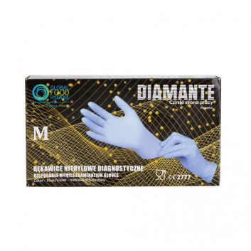Rękawice nitrylowe diagnostyczne niebieskie Diamante Czysta strona pracy rozmiar M 100 szt.