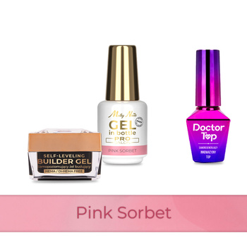 PRO MATCH SYSTEM 2+1 Pink Sorbet: 2x żele 15g: SelfLeveling&Gel in bottle+Doctor Top 10g GRATIS
