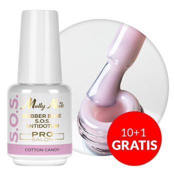 10+1gratis Baza kauczukowa elastyczne paznokcie do ozdób S.O.S. Antidotum Pro Salon Molly Nails Cotton Candy 15g
