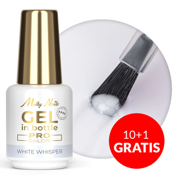 10 + 1 gratis: Aufbau-Gel in der Flasche mit Pinsel „Gel in Bottle“ von Molly Nails Pro Salon White Whisper, HEMA/Di-HEMA-frei, 15 g